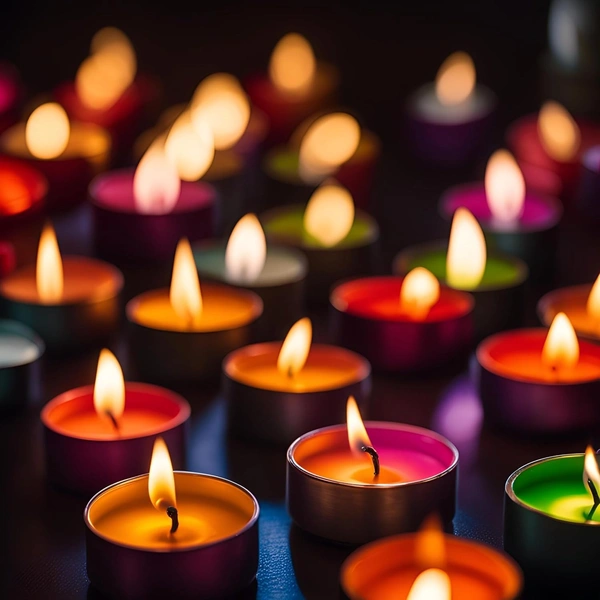 Mixed Color Tea Lights Candles (रंगीन टी लाइट मोमबत्ती ) - 12 Numbers - 3 Hour Smokeless Burn - 12 Nos