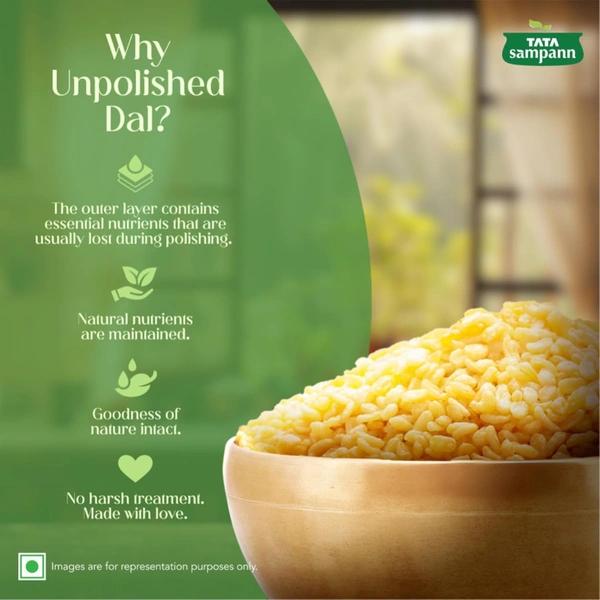 Tata Sampann Unpolished Moong Dal (Split), 1Kg  - 1kg, Tata
