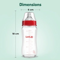 Luvlap Glass Feeding Bottle - 250ml - 250 ml, 250 ml