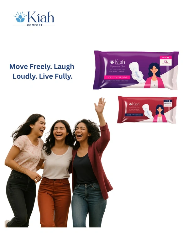 Kiah Comfort Sanitary Pads for Women - XL (280mm) - 6 Pads - XL(280mm), 6 Pads In 1 Pack