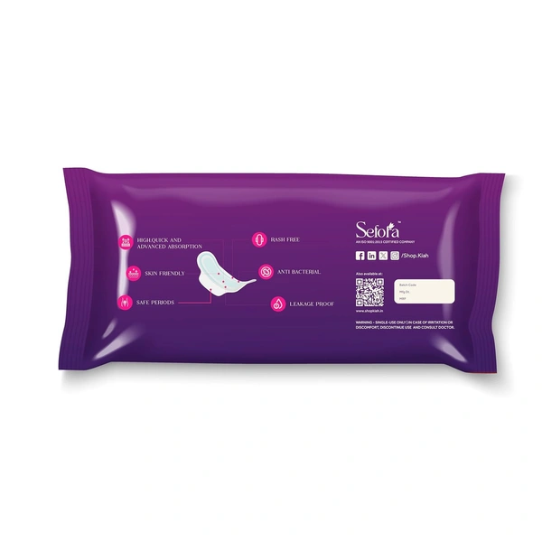 Kiah Comfort Sanitary Pads for Women - XL (280mm) - 6 Pads - XL(280mm), 6 Pads In 1 Pack