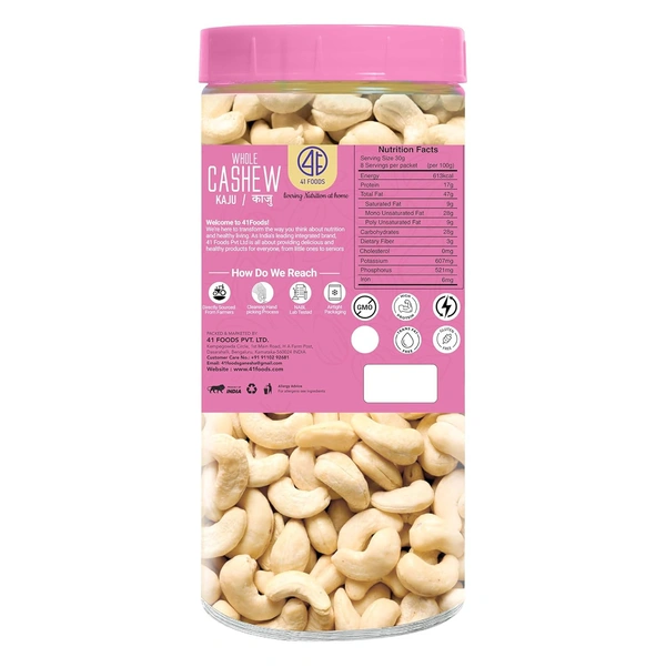 41 FOODS Premium Nuts Whole Cashews 500g - 500g, 41 Foods
