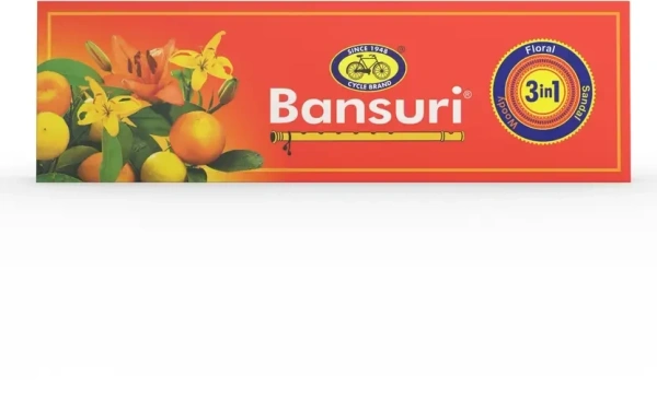 Cycle Pure Bansuri 3 in 1 Agarbatti, Sandal, Floral, Woody Fragranace Floral  (101 Units, Set of 1) - 101 Units, Set of 1, Cycle