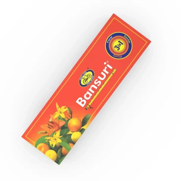 Cycle Pure Bansuri 3 in 1 Agarbatti, Sandal, Floral, Woody Fragranace Floral  (101 Units, Set of 1) - 101 Units, Set of 1, Cycle