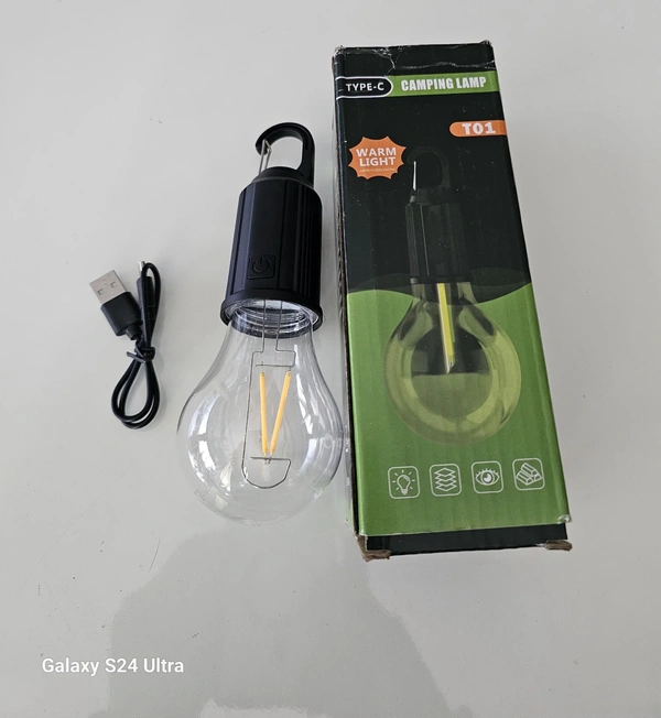 Emergency Rechargeable Camping Light, Hanging Tent Light Bulb with Hook, Dimmable LED Camping Lantern, 3 Lighting Modes Tent Lamp for Camping, Hiking, Backpacking, - 1 piece