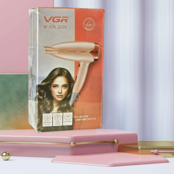 VGR V-428 Foldable Hair Dryer, 1600W Dual Voltage, 2 Speed (PINK) - 1 piece