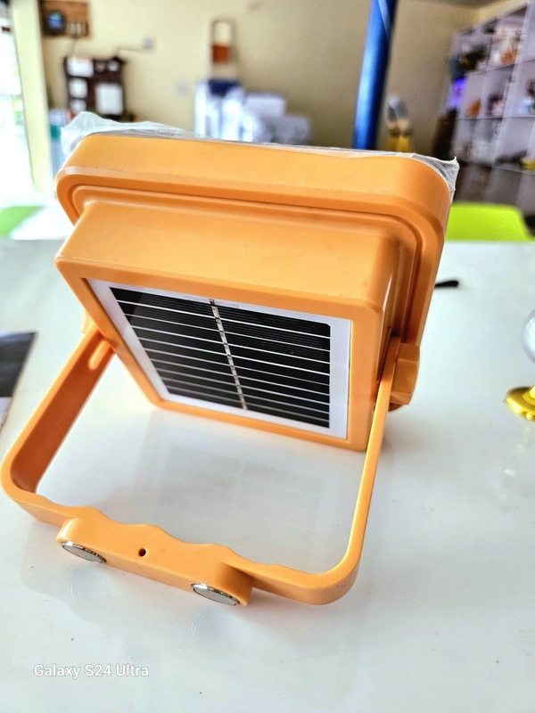 Rechargable solar flood light 4 modes, Portable Floodlight with USB Rechargeable Battery, Ideal for Camping, Hurricane, Garage, Fishing, and Emergency Use (Blue) - 1 piece