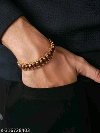 A Gold Plated Rudraksha Breaslet । For Men & Boy's  - Cinnamon, Free Size