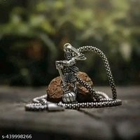 Hanuman Ji Powerful Chain Locket। Hanuman Ji Chain Locket With Gadha।  - Silver, Free Size