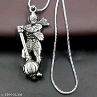 Bajrangbali Powerful Silver Locket Pack Of 4। Bagrang Bali Silver Chain Locket For Mens And Womens And Boy's And Girl's। - Silver, Free Size
