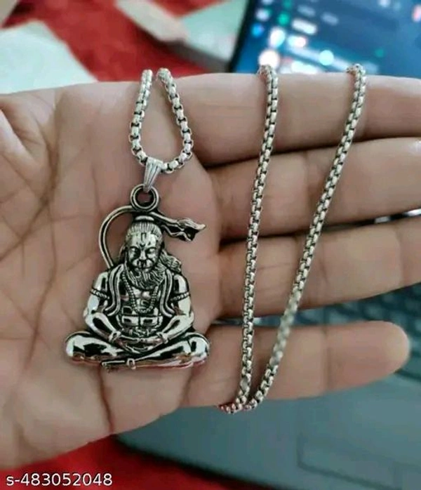 Bagrangbali Powerful Silver Locket। Hanuman Ji Stylesh Pendant Locket। - Silver, Free Size