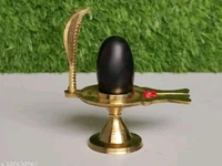 Narmadeshwar Shivling With Brass Yoni Base idols & Figurines। Shivling With Snake Statue। - Height 4 inch