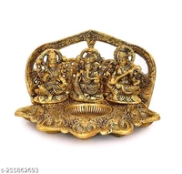 Laxmi Ganesh Sarswati With 5 Diya 🪔 Arti idol Set For Home,Office,Ven,Gift। - Pirate Gold, Free Size