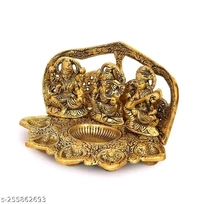 Laxmi Ganesh Sarswati With 5 Diya 🪔 Arti idol Set For Home,Office,Ven,Gift। - Pirate Gold, Free Size