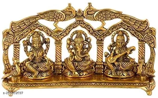Laxmi Ganesh Sarswati Golden idol For Home,Office,Dukan, Gifts Puja। - Pirate Gold, Free Size