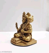 Hanuman Ji Small Golden Idol For Home,Office,Ven,Car,Bus Puja। Mahavir Golden Statue। - Pirate Gold, Free Size