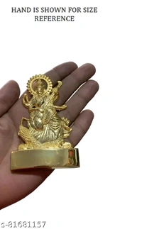 Saraswati Mata Golden idol/Statue। Vidya Ke Data Saraswati Mata Mini Golden Statue For House,Office, School Puja Statue। - Free Size