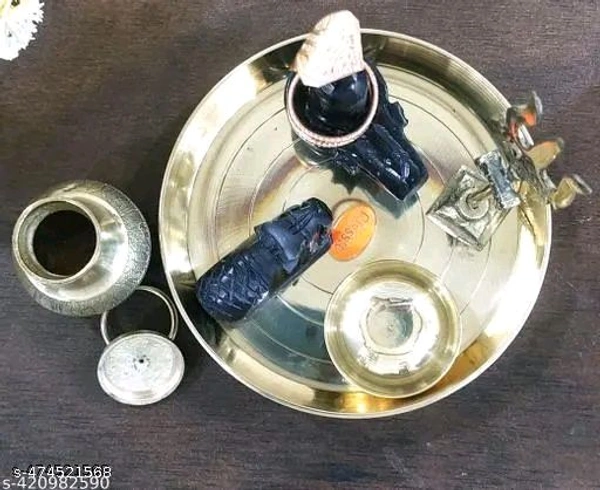 Shivling Full Set Of Home,Office Puja। Shivling,Nandimaharaj,Trisul,Lotki,Katora Or Plate। Puja Full Set। - Free Size