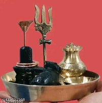 Shivling Full Set Of Home,Office Puja। Shivling,Nandimaharaj,Trisul,Lotki,Katora Or Plate। Puja Full Set। - Free Size
