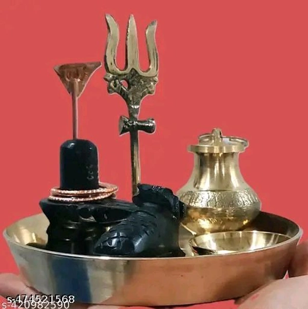 Shivling Full Set Of Home,Office Puja। Shivling,Nandimaharaj,Trisul,Lotki,Katora Or Plate। Puja Full Set। - Free Size