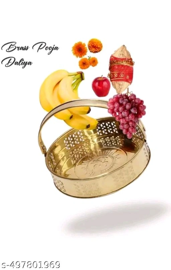 Puja Basket With Handle। Puja Flower Golden Basket। - Pirate Gold, Free Size