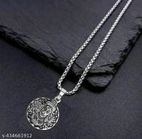 Hanuman G Lord Face Locket/Necklace With Silver Chain। Bagrangbali Dilver Locket। - Silver, Free Size
