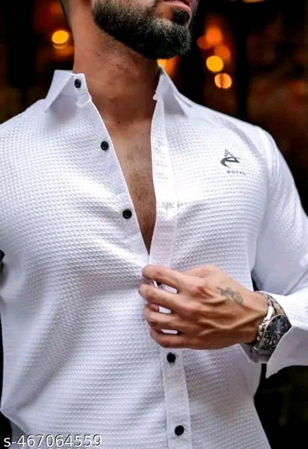 Popcorn Fabric White Shirt For Men (SKU-0001) 