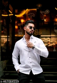 Popcorn Fabric White Shirt For Men (SKU-0001) 