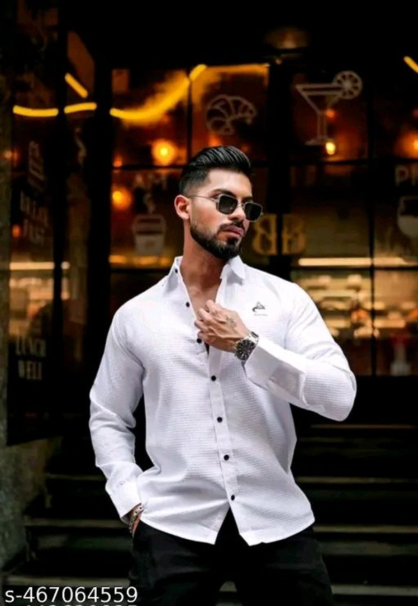 Popcorn Fabric White Shirt For Men (SKU-0001) 