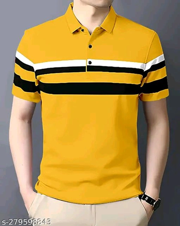 Full Collar Half Slave Polo T-shirt (SKU-0032)  - M, Yellow
