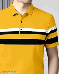 Full Collar Half Slave Polo T-shirt (SKU-0032)  - XLL, Yellow