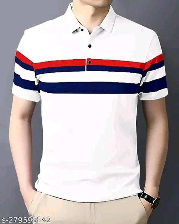 Full Collar Half Slave Polo T-shirt (SKU-0032)  - XLL, White