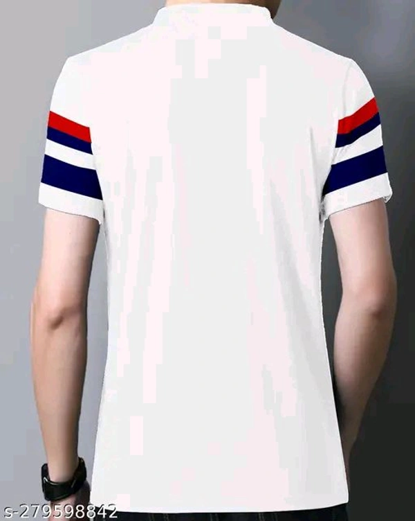 Full Collar Half Slave Polo T-shirt (SKU-0032)  - XLL, White