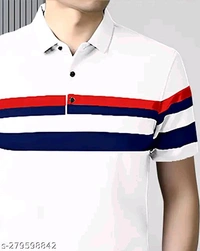 Full Collar Half Slave Polo T-shirt (SKU-0032)  - XLL, White