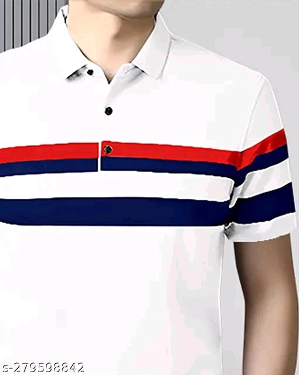 Full Collar Half Slave Polo T-shirt (SKU-0032)  - XLL, White