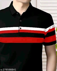 Full Collar Half Slave Polo T-shirt (SKU-0032)  - M, Black