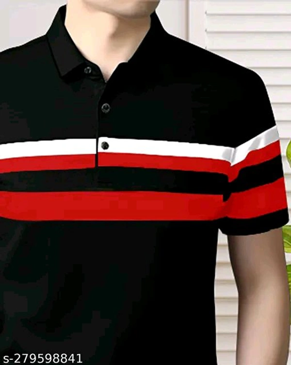 Full Collar Half Slave Polo T-shirt (SKU-0032)  - L, Black