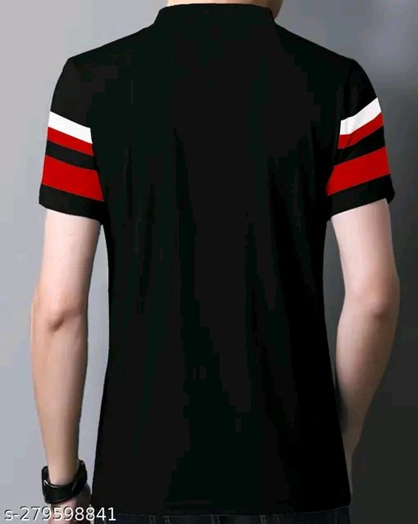 Full Collar Half Slave Polo T-shirt (SKU-0032)  - L, Black