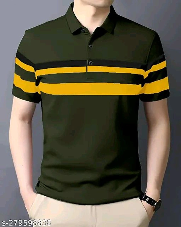 Full Collar Half Slave Polo T-shirt (SKU-0032)  - L, Himalaya