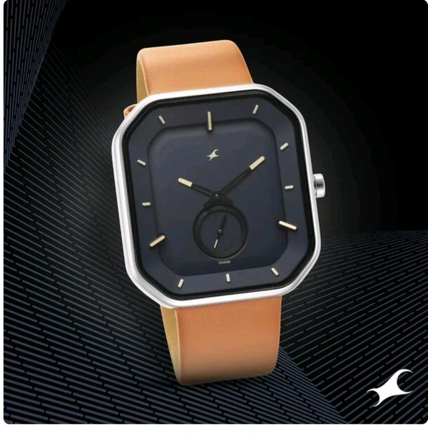 Fastrack After Dark Blue Dial Leather Strap Watch for Guys