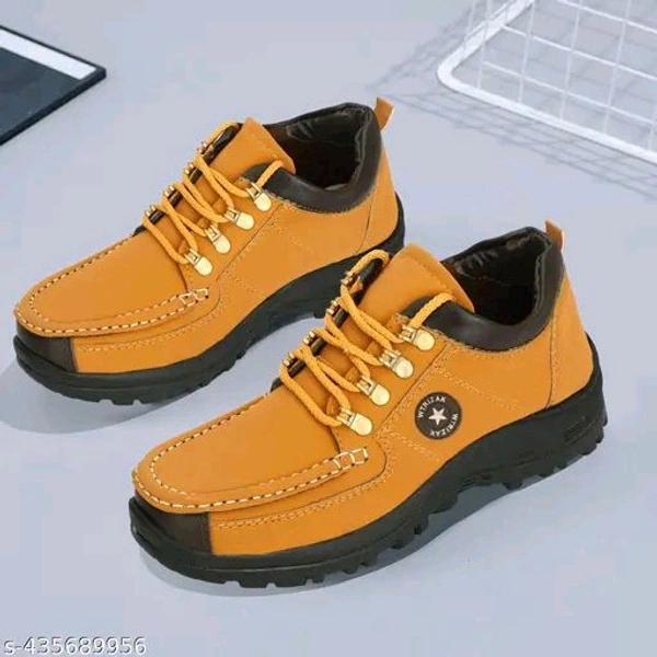 Leather Shoes For Men (SKU-0053)  - Gold, IND-6