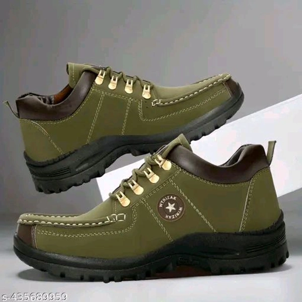 Leather Shoes For Men (SKU-0053)  - Green, IND-8