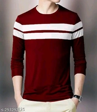 Horizontal Stripes Round T-shirt (SKU:0170)  - Maroon, Xlll
