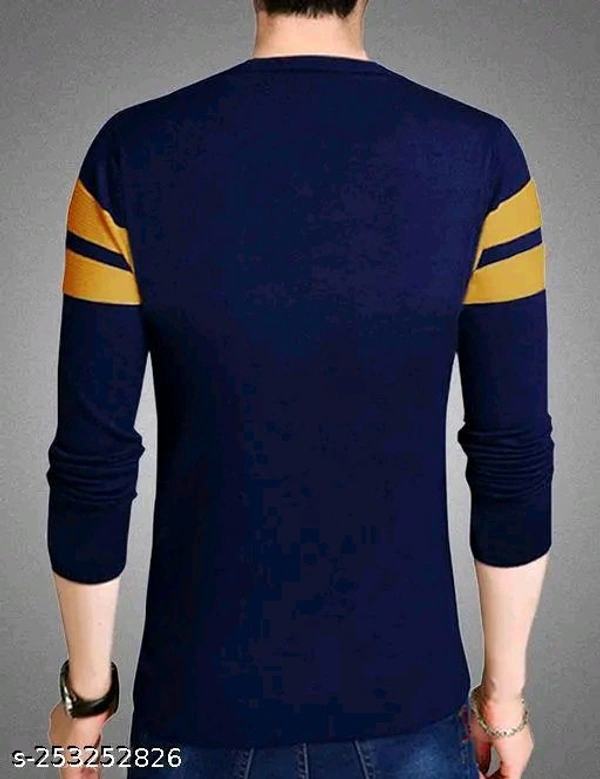 Horizontal Stripes Round T-shirt (SKU:0170)  - Navy Blue, M