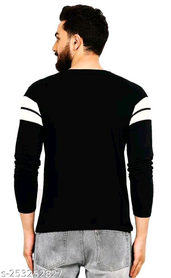 Horizontal Stripes Round T-shirt (SKU:0170)  - Black, Xlll
