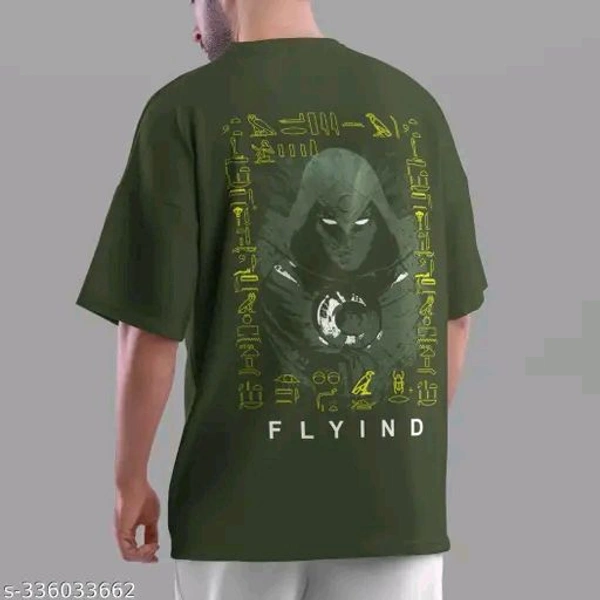 Men's Typography Oversize Round Olive Tshirts (SKU:0185)  - Japanese Laurel, Xl