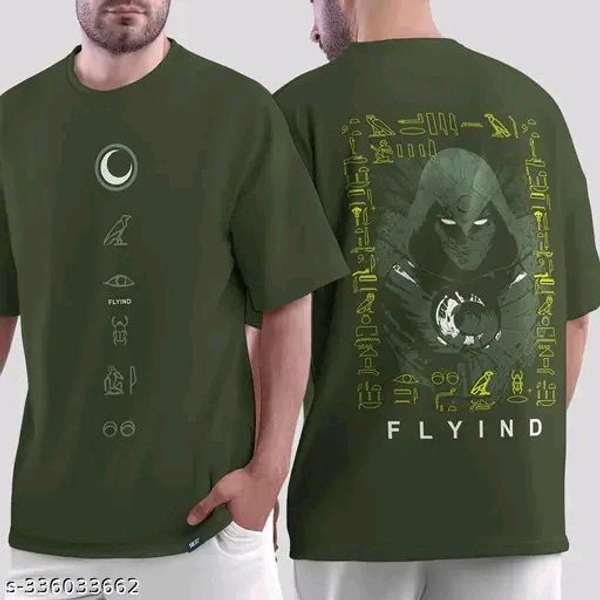 Men's Typography Oversize Round Olive Tshirts (SKU:0185)  - Japanese Laurel, Xl