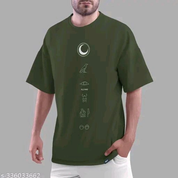 Men's Typography Oversize Round Olive Tshirts (SKU:0185)  - Japanese Laurel, Xl