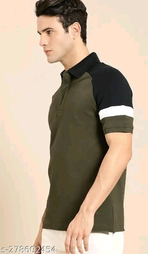  Men's Colorblocked Regular Olive Tshirts (SKU:0190)  - olive, L