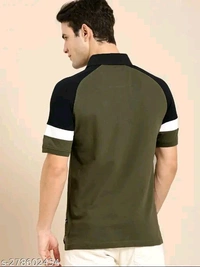  Men's Colorblocked Regular Olive Tshirts (SKU:0190)  - olive, L